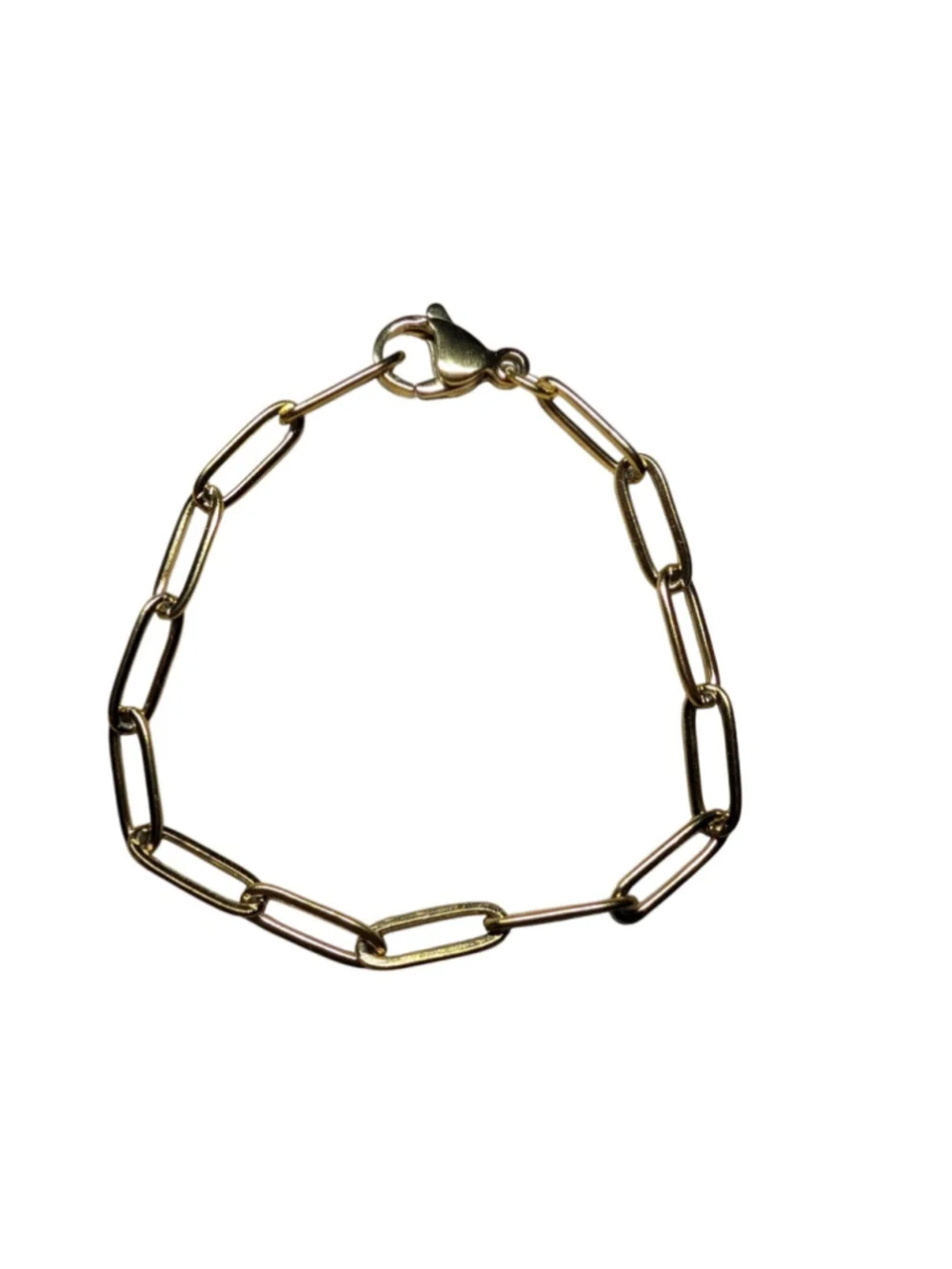XXS Gold Tone Stainless Steel Paper Clip Chain Bracelet Layering Stacking 6